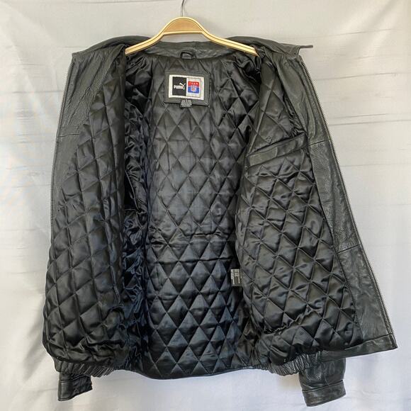 Puma Cleveland Browns Dawg Pound Mens Leather Jacket L Black VTG Y2K Grunge Edgy - Picture 6 of 14